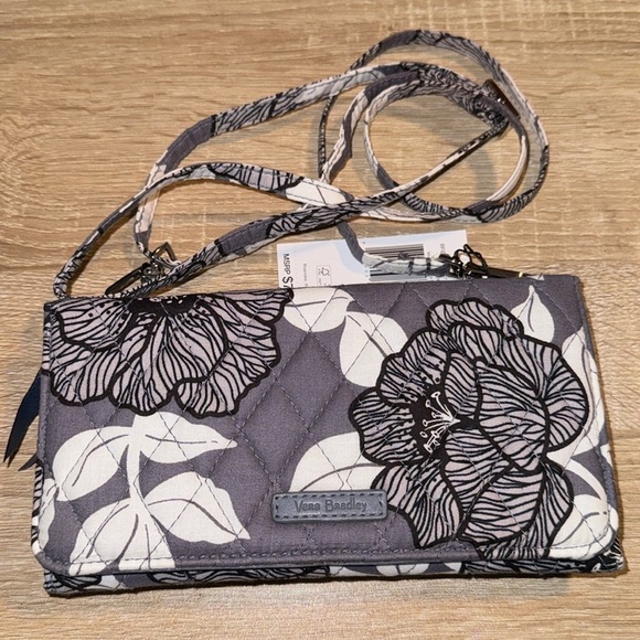 Vera Bradley crossbody Wallet purse slim NEW gray moon shadow meadow NWT - Picture 2 of 6